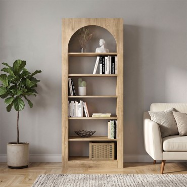 Βιβλιοθήκη Voila Megapap χρώμα sepet oak 74x35x180cm 1 τεμ.