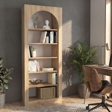 Βιβλιοθήκη Voila Megapap χρώμα sepet oak 74x35x180cm 1 τεμ.