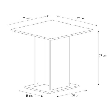 Τραπέζι Allos Megapap χρώμα καρυδί 75x75x77cm 1 τεμ.