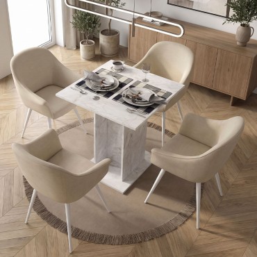 Τραπέζι Allos Megapap χρώμα λευκό εφέ μαρμάρου 75x75x77cm 1 τεμ.