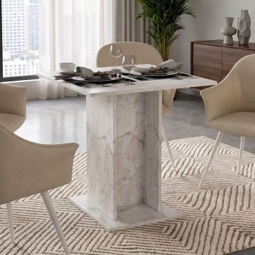 Τραπέζι Allos Megapap χρώμα λευκό εφέ μαρμάρου 75x75x77cm 1 τεμ.