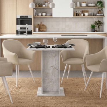 Τραπέζι Allos Megapap χρώμα λευκό εφέ μαρμάρου 75x75x77cm 1 τεμ.