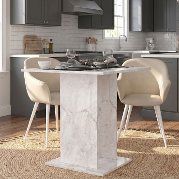 Τραπέζι Allos Megapap χρώμα λευκό εφέ μαρμάρου 75x75x77cm 1 τεμ.