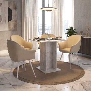 Τραπέζι Allos Megapap χρώμα λευκό εφέ μαρμάρου 75x75x77cm 1 τεμ.