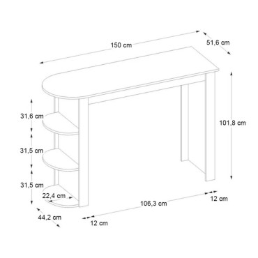 Τραπέζι μπαρ Vigne Megapap χρώμα γκρι σκυροδέματος 150x51,6x101,8cm 1 τεμ.