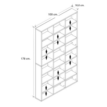 Βιβλιοθήκη Diamond Megapap χρώμα γκρι σκυροδέματος 100x16,6x178cm 1 τεμ.