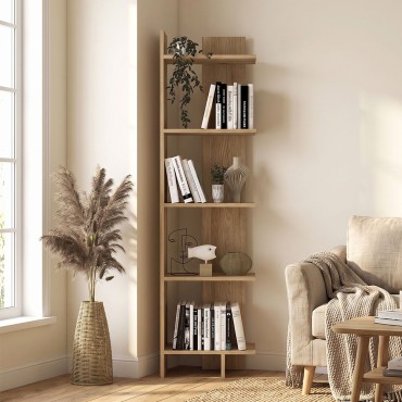 Βιβλιοθήκη Perla Megapap χρώμα sepet oak 48x22x170cm 1 τεμ.