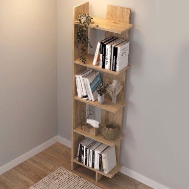Βιβλιοθήκη Perla Megapap χρώμα sepet oak 48x22x170cm 1 τεμ.