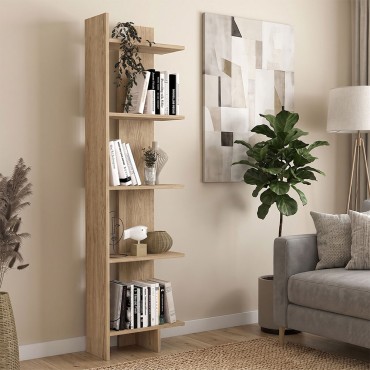 Βιβλιοθήκη Perla Megapap χρώμα sepet oak 48x22x170cm 1 τεμ.