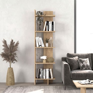 Βιβλιοθήκη Perla Megapap χρώμα sepet oak 48x22x170cm 1 τεμ.