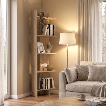 Βιβλιοθήκη Perla Megapap χρώμα sepet oak 48x22x170cm 1 τεμ.