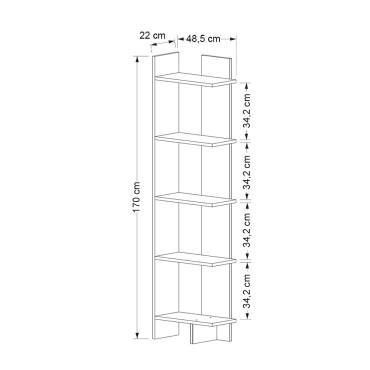 Βιβλιοθήκη Perla Megapap χρώμα sepet oak 48x22x170cm 1 τεμ.
