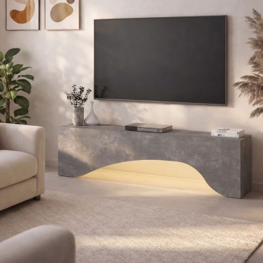 Έπιπλο τηλεόρασης Mara Megapap με LED χρώμα γκρι σκυροδέματος 150x31,4x40cm 1 τεμ.