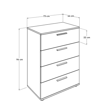 Συρταριέρα μελαμίνης Trendline Megapap σε χρώμα λευκό 73x44x96cm 1 τεμ.