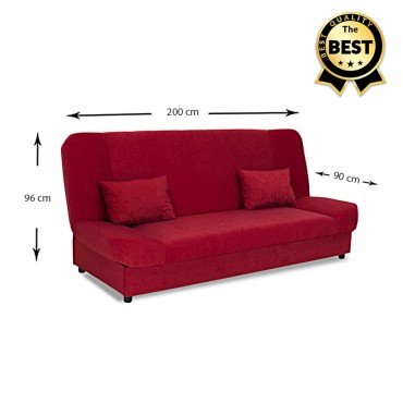 Kαναπές - κρεβάτι Tiko PLUS Megapap τριθέσιος με αποθηκευτικό χώρο και ύφασμα σε κόκκινο 200x90x96cm 1 τεμ.