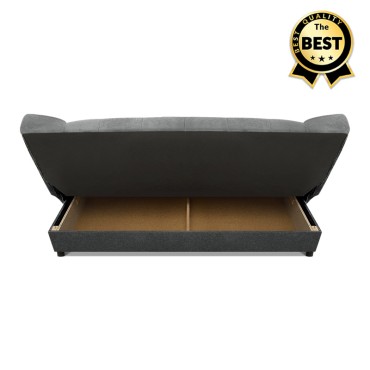 Kαναπές - κρεβάτι Tiko Plus Megapap τριθέσιος με αποθηκευτικό χώρο και ύφασμα σε σκούρο γκρι 200x90x96cm 1 τεμ.