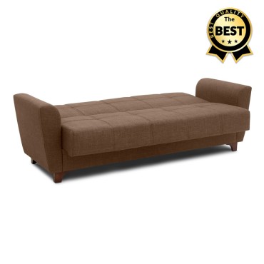 Καναπές - κρεβάτι Jason Megapap τριθέσιος υφασμάτινος με αποθηκευτικό χώρο σε σκούρο καφέ 216x85x91cm 1 τεμ.