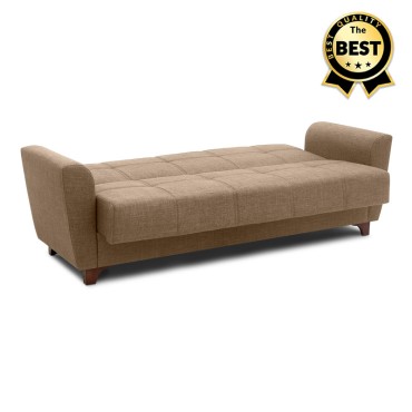 Καναπές - κρεβάτι Jason Megapap τριθέσιος υφασμάτινος με αποθηκευτικό χώρο σε μπεζ - ανοιχτό καφέ 216x85x91cm 1 τεμ.