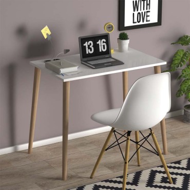 Γραφείο Fiona Megapap από μελαμίνη χρώμα λευκό 90x55x75cm 1 τεμ.