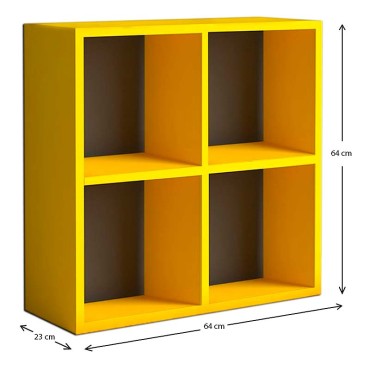 Βιβλιοθήκη Cube Megapap από μελαμίνη χρώμα κίτρινο 60x23x60cm 1 τεμ.