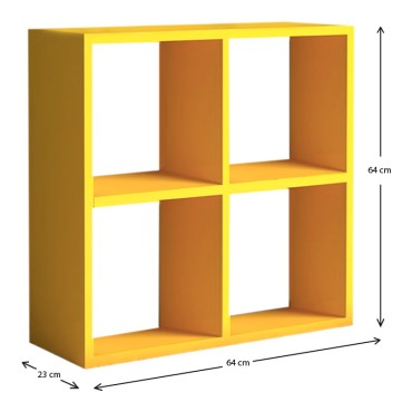 Βιβλιοθήκη Cube Megapap από μελαμίνη χρώμα κίτρινο 60x23x60cm 1 τεμ.