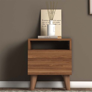 Κομοδίνο Luce Megapap από μελαμίνη χρώμα καρυδί 40x30x47,6cm 1 τεμ.