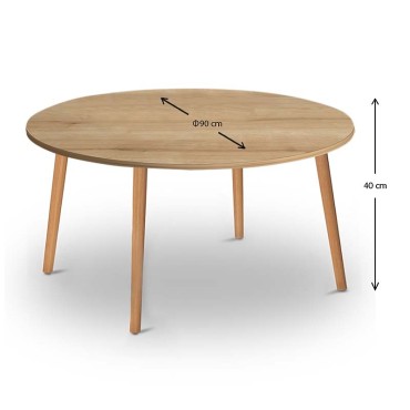 Τραπεζάκι σαλονιού Circle Megapap από μελαμίνη χρώμα oak 90x90x40cm 1 τεμ.
