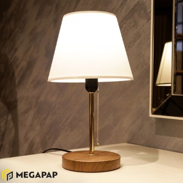 Φωτιστικό επιτραπέζιο Tipton Megapap μέταλλο/πλαστικό/Mdf χρώμα λευκό/χρυσό/καφέ 22x14x40εκ.