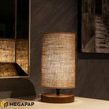 Φωτιστικό επιτραπέζιο Winkler Megapap wicker ύφασμα/ξύλο/μέταλλο χρώμα ανοιχτό καφέ 15x24x30εκ.