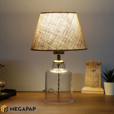 Φωτιστικό επιτραπέζιο Atkinson Megapap ύφασμα/πλαστικό χρώμα καφέ/χρυσό 22x14x30εκ.