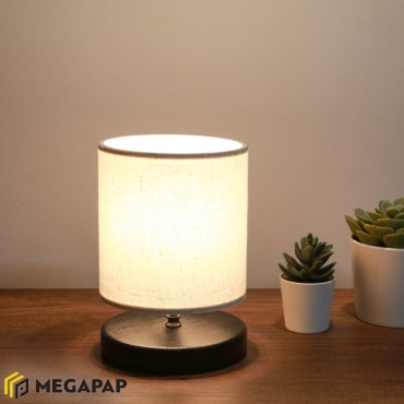 Φωτιστικό επιτραπέζιο Hassard Megapap ύφασμα/Mdf χρώμα κρεμ/μαύρο 15x16x22εκ.
