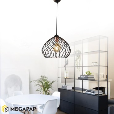 Φωτιστικό οροφής Dennis Megapap μεταλλικό μονόφωτο χρώμα μαύρο 21x30x70εκ.