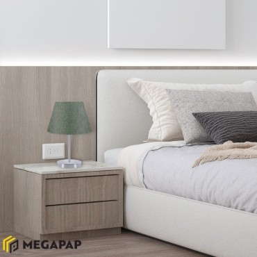 Φωτιστικό επιτραπέζιο Jules Megapap ύφασμα Pvc χρώμα κυπαρισσί/ασημί 22x17x37εκ.