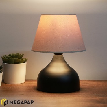 Φωτιστικό επιτραπέζιο Hubert Megapap ύφασμα/μέταλλο χρώμα γκρι/μαύρο 22x14x32εκ.