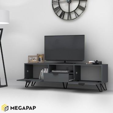 Έπιπλο τηλεόρασης Jasmine Megapap χρώμα ανθρακί 170x35x50cm 1 τεμ.
