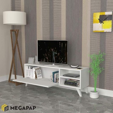 Έπιπλο τηλεόρασης Space Megapap χρώμα λευκό 120x30x42cm 1 τεμ.