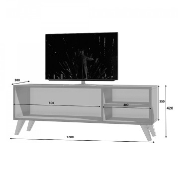 Έπιπλο τηλεόρασης Space Megapap χρώμα λευκό 120x30x42cm 1 τεμ.