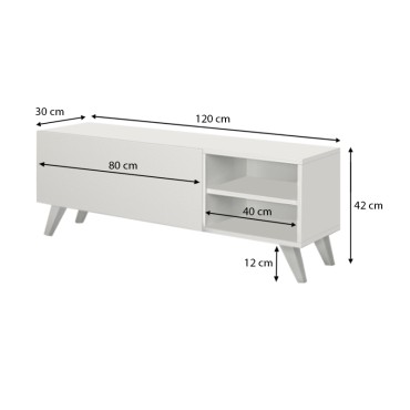 Έπιπλο τηλεόρασης Space Megapap χρώμα λευκό 120x30x42cm 1 τεμ.