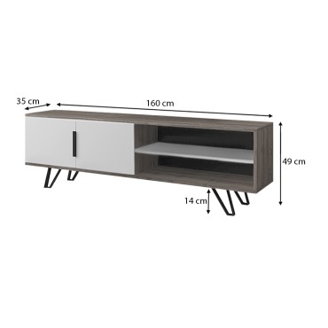 Έπιπλο τηλεόρασης Foot Megapap χρώμα καρυδί - λευκό 160x35x49cm 1 τεμ.