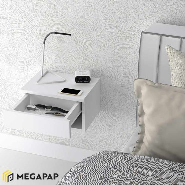 Κομοδίνο επιτοίχιο Mary Megapap χρώμα λευκό 40x30x23cm 1 τεμ.