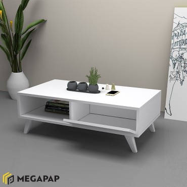 Τραπεζάκι σαλονιού Aster Megapap από μελαμίνη χρώμα λευκό 120x56x40cm 1 τεμ.