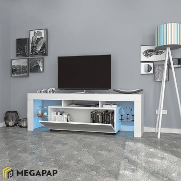 Έπιπλο τηλεόρασης Stilo Megapap με φωτισμό LED χρώμα λευκό 150x37x52cm 1 τεμ.