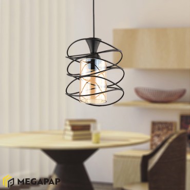 Φωτιστικό οροφής Sherwood Megapap E27 μεταλλικό μονόφωτο χρώμα μαύρο 20x20x71εκ.