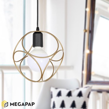 Φωτιστικό οροφής Lusita Megapap E27 μεταλλικό μονόφωτο χρώμα χρυσό 20x20x70εκ.