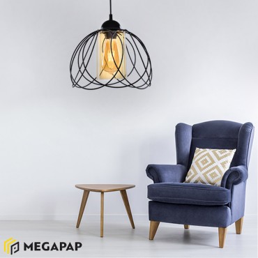 Φωτιστικό οροφής Abilene Megapap E27 μεταλλικό μονόφωτο χρώμα μαύρο 26x26x68εκ.