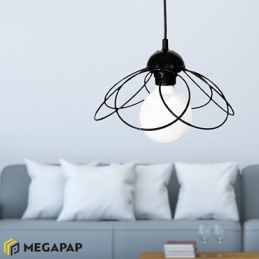 Φωτιστικό οροφής Zufash Megapap E14 μεταλλικό μονόφωτο χρώμα μαύρο 25x25x60εκ.