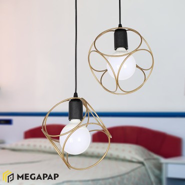 Φωτιστικό οροφής Lusita Megapap E27 μεταλλικό δίφωτο χρώμα χρυσό 35x35x70εκ.