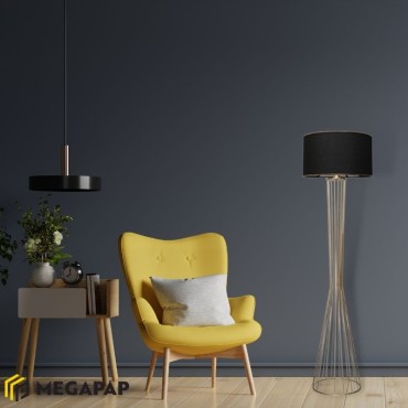 Φωτιστικό δαπέδου Clarke Megapap μέταλλο/ύφασμα χρώμα χρυσό/μαύρο 38x21x155εκ.