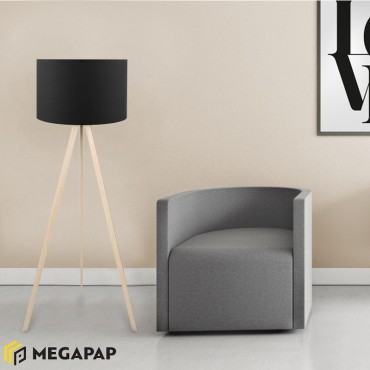 Φωτιστικό δαπέδου Rosling Megapap Mdf/ύφασμα Pvc χρώμα φυσικό/μαύρο 38x21x140εκ.