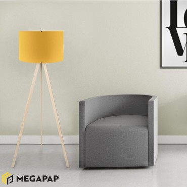 Φωτιστικό δαπέδου Rosling Megapap Mdf/ύφασμα Pvc χρώμα φυσικό/κροκί 38x21x140εκ.